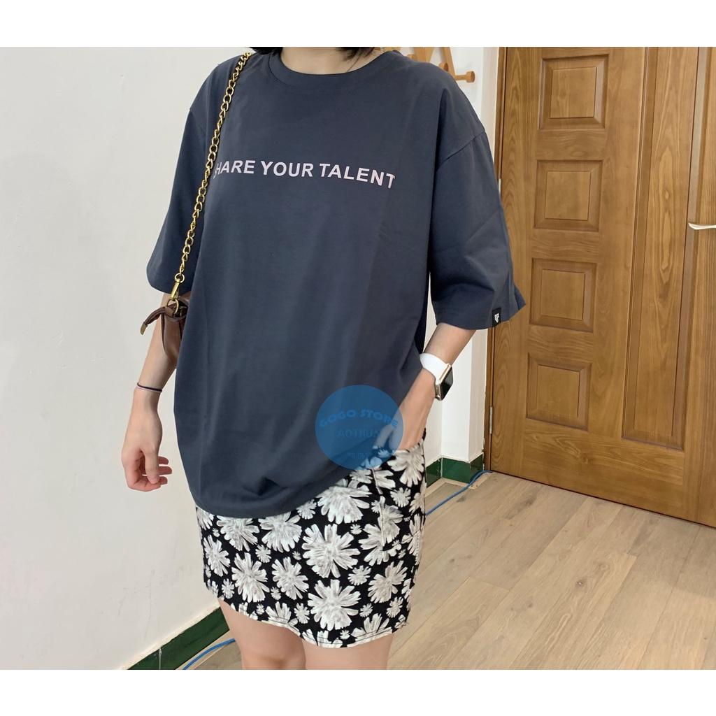 Áo thun unisex xanh đen in nổi chữ -freesize-áo thun nam nữ-