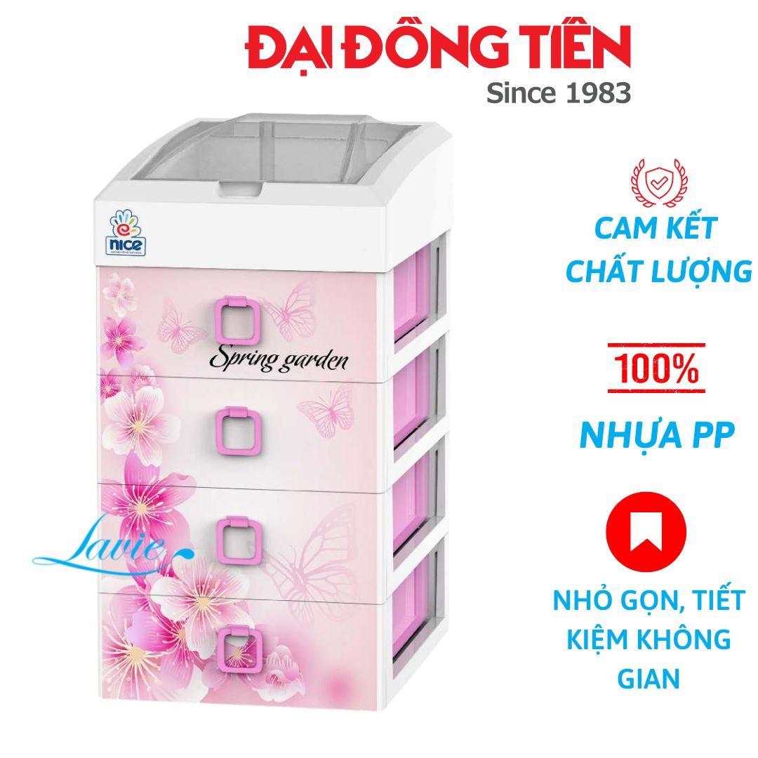 Tủ nhựa Tiny ngăn kéo đa năng đựng đồ để bàn tiện dụng 100% nhựa PP Đại Đồng Tiến an toàn sức khỏe