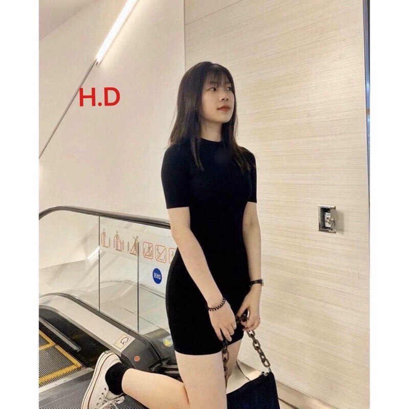 Đầm Body Cổ Tròn Cộc Tay Co Giãn 4 chiều