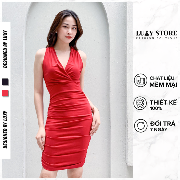 Váy nữ LUXY V264 dáng ôm body thiết kế hở vai, cổ chữ V