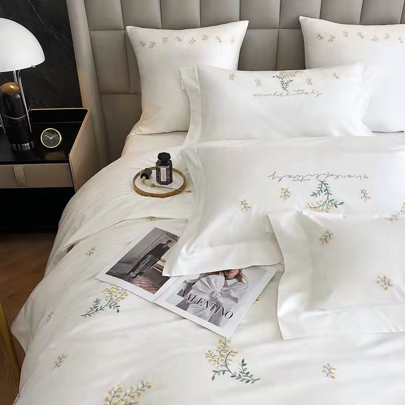 Drap Giường Lụa 80s Bộ Chăn Ga Gối Đệm 5 Món Chăn Chần Bông Lụa Nhà Hin Home Bedding