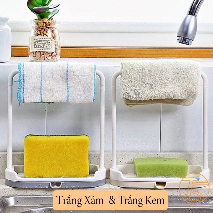 Khay Đựng Xà Phòng Kèm Giá Treo Khăn Có Khay Thoát Nước - Khay Để Bọt Biển Rửa Chén GD00181