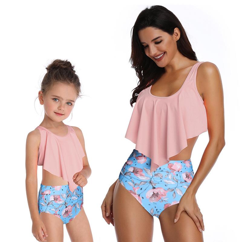 Năm 2019 Họ Phù Hợp Với Đồ Bơi Mẹ Con Gái Đầm Mẹ Con Gái Bikini Áo Tắm Đồ Bơi Trẻ Em Họ Phù Hợp Với Trang Phục