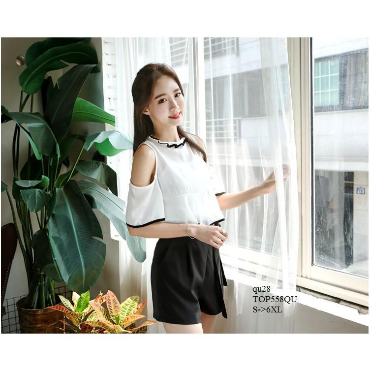TOP457 ÁO KIỂU NỮ VIỀN KHOÉT VAI