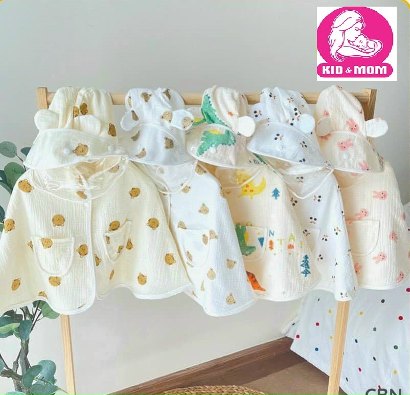 Áo choàng cánh dơi khoác chống nắng có nút gài có mũ cho bé dưới 4 tuổi