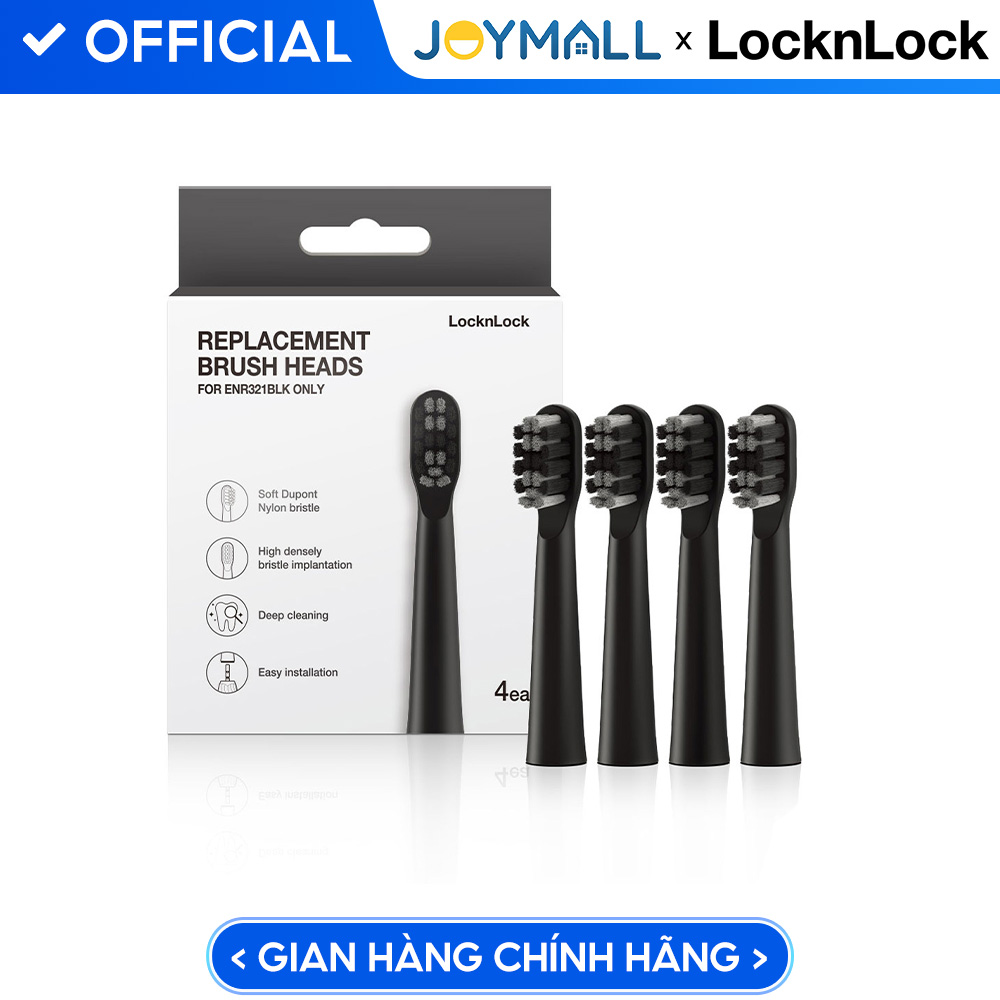 Bộ 4 đầu bàn chải thay thế ENR321BLK-RB, Hàng chính hãng, dùng cho bàn chải ENR321BLK, màu đen - JoyMall