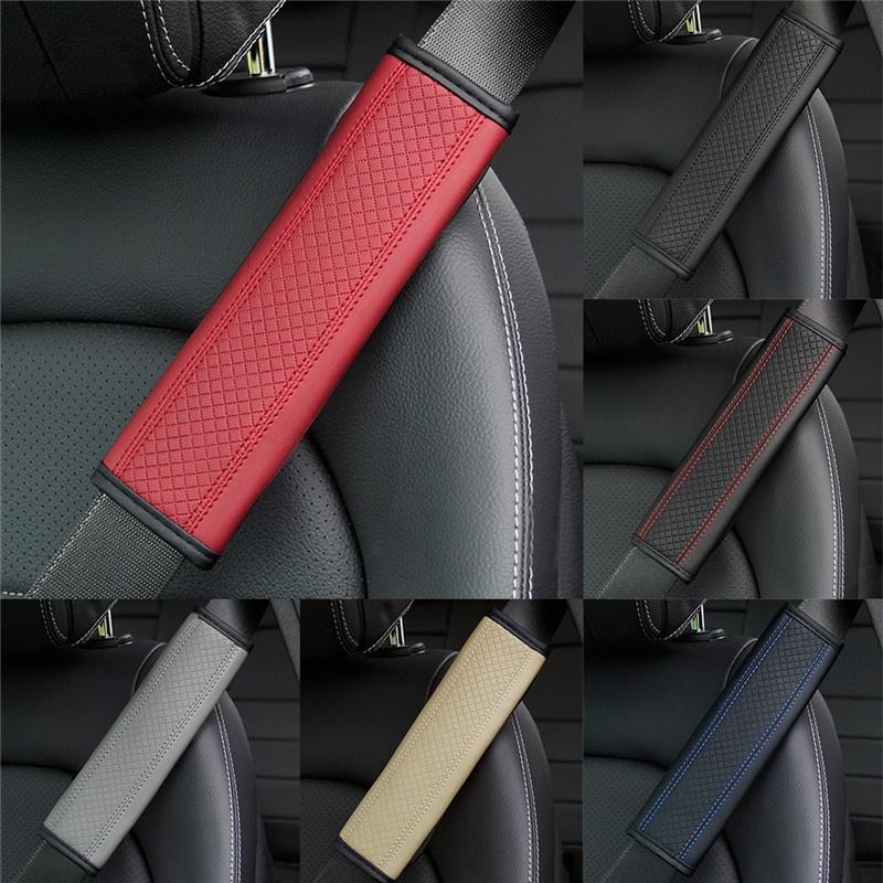Set 2 Đệm Bọc Dây Đai An Toàn Bằng Da Mềm Dập Nổi Họa Tiết Thoải Mái Cho Xe Hơi
