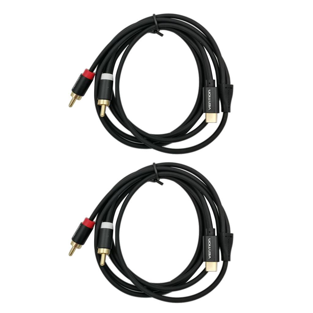 2x USB Type-C to Dual RCA Audio Cable Male to Male Aux Stereo Adapter 50CM