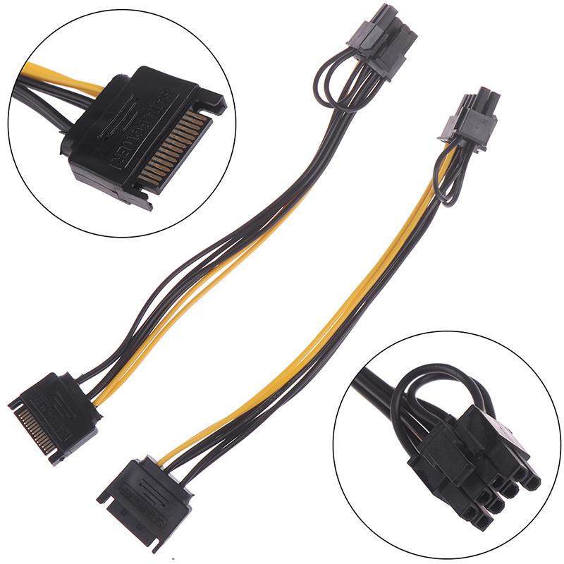 1pc 15pin Sata nam đến 8pin  Cáp nguồn PCI-E 20cm Cáp Sata 15 pin đến 8 pin Pin cho card đồ họa