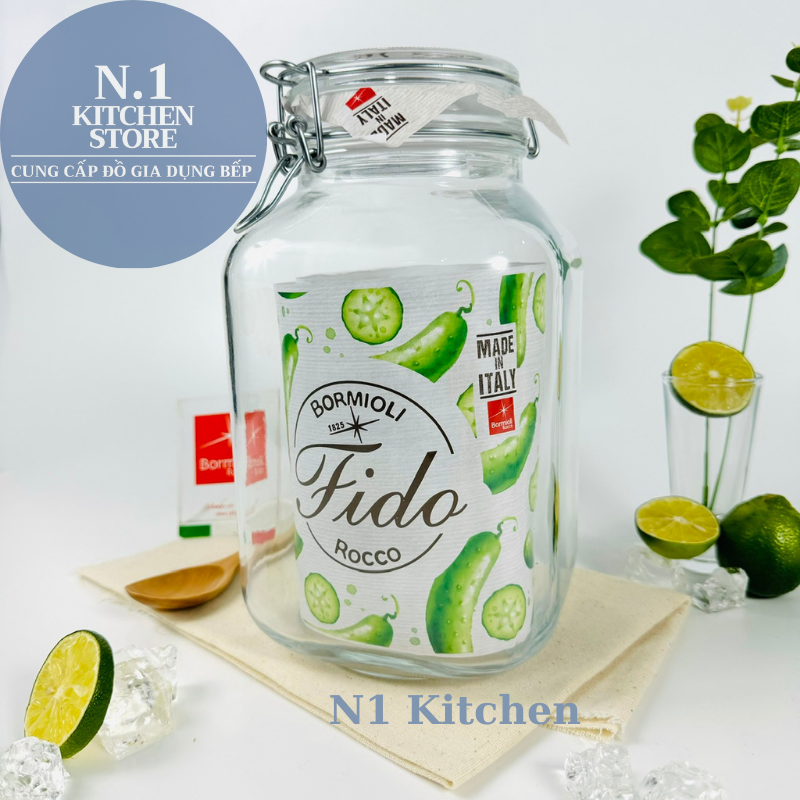 Hũ thủy tinh nắp cài kín hơi Fido Bormioli Rocco Ý - Hàng chính hãng