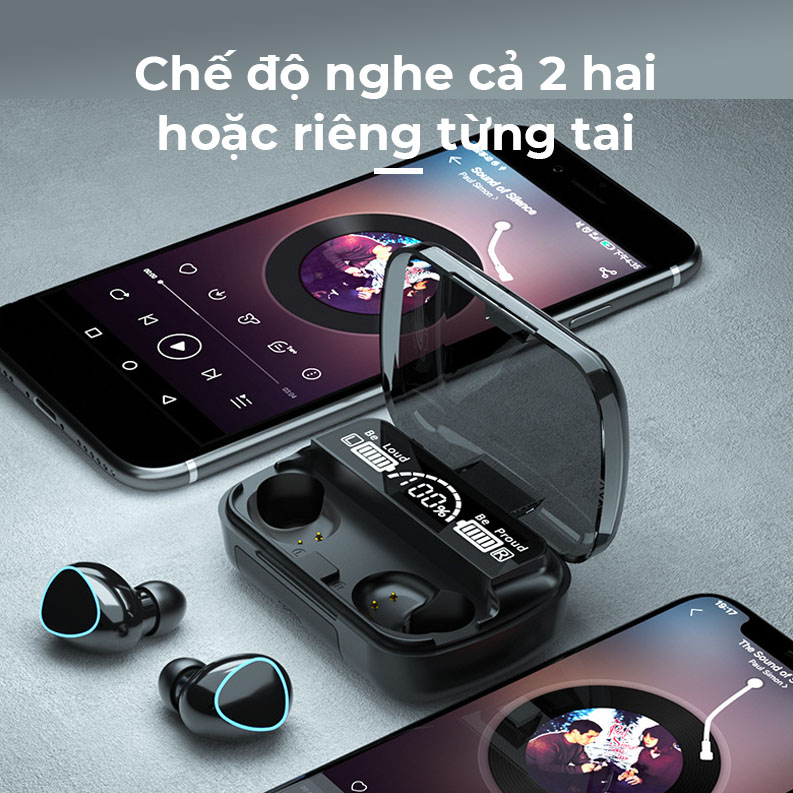 Tai nghe Bluetooth M10 Điều Khiển Cảm Ứng, Có Đèn LED, Thiết Kế Màu Đen Piano Sang Trọng, Nghe Nhạc, Chơi Game Cực Hay - Hàng Chính Hãng