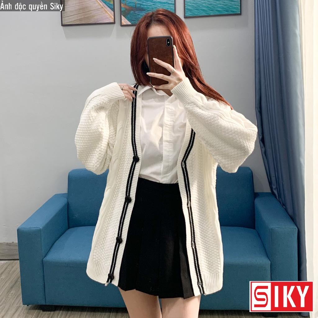 Áo Cardigan Học Sinh Len Thừng Viền Đen Form Rộng Loại 1 SIKY - KL13