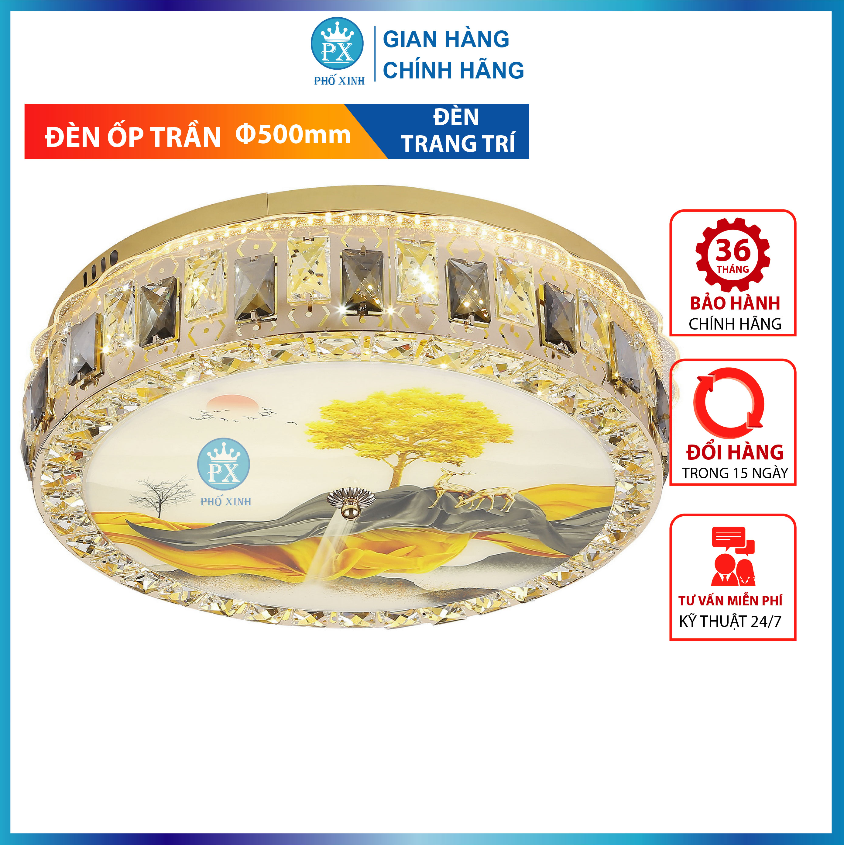 Đèn ốp trần Led trang trí,ốp trần ban công, đèn ốp trần nổi trang trí, đèn ốp tròn, mâm ốp trần nổi phi 500mm 400mm