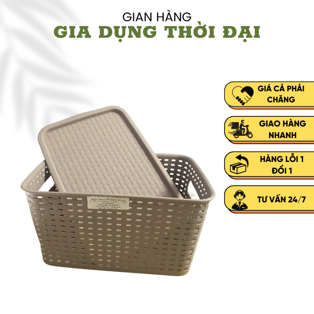 Rổ Nhựa Đựng Đồ Đa Năng Dáng Thấp RATAN Số 1 Hàn Quốc KT: 27.2x19.5x13.7 Cm