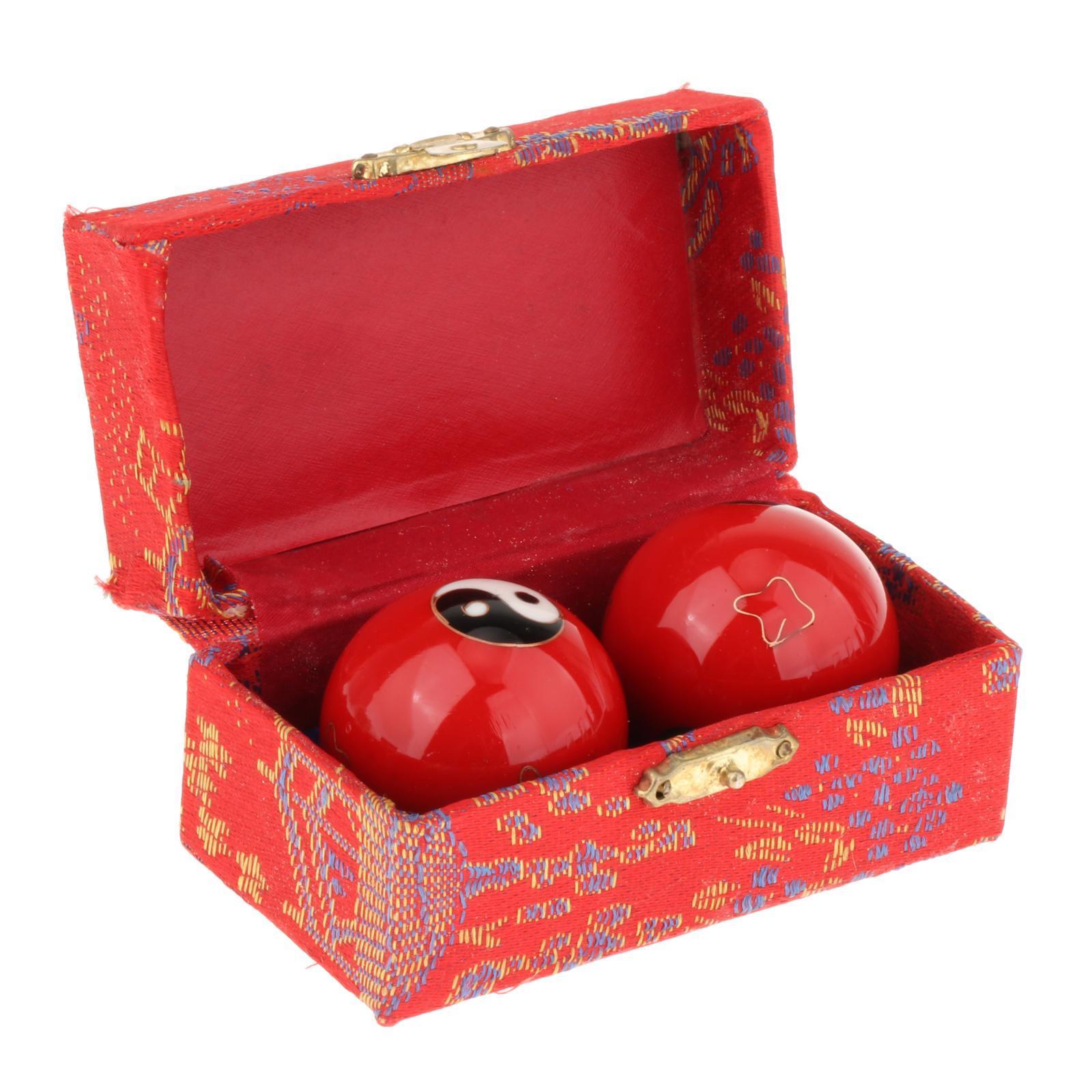 2 Pieces Massage Balls with Storage Box Baoding Balls for Middle Aged People