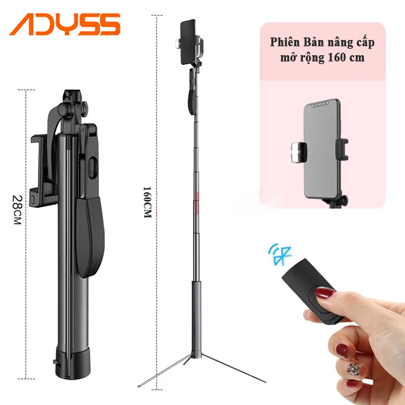 Gậy Chụp Ảnh 1m6 kiêm tay cầm quay video chống rung A21 tích hợp Remote Bluetooth Thế Hệ Mới Hàng Chính Hãng