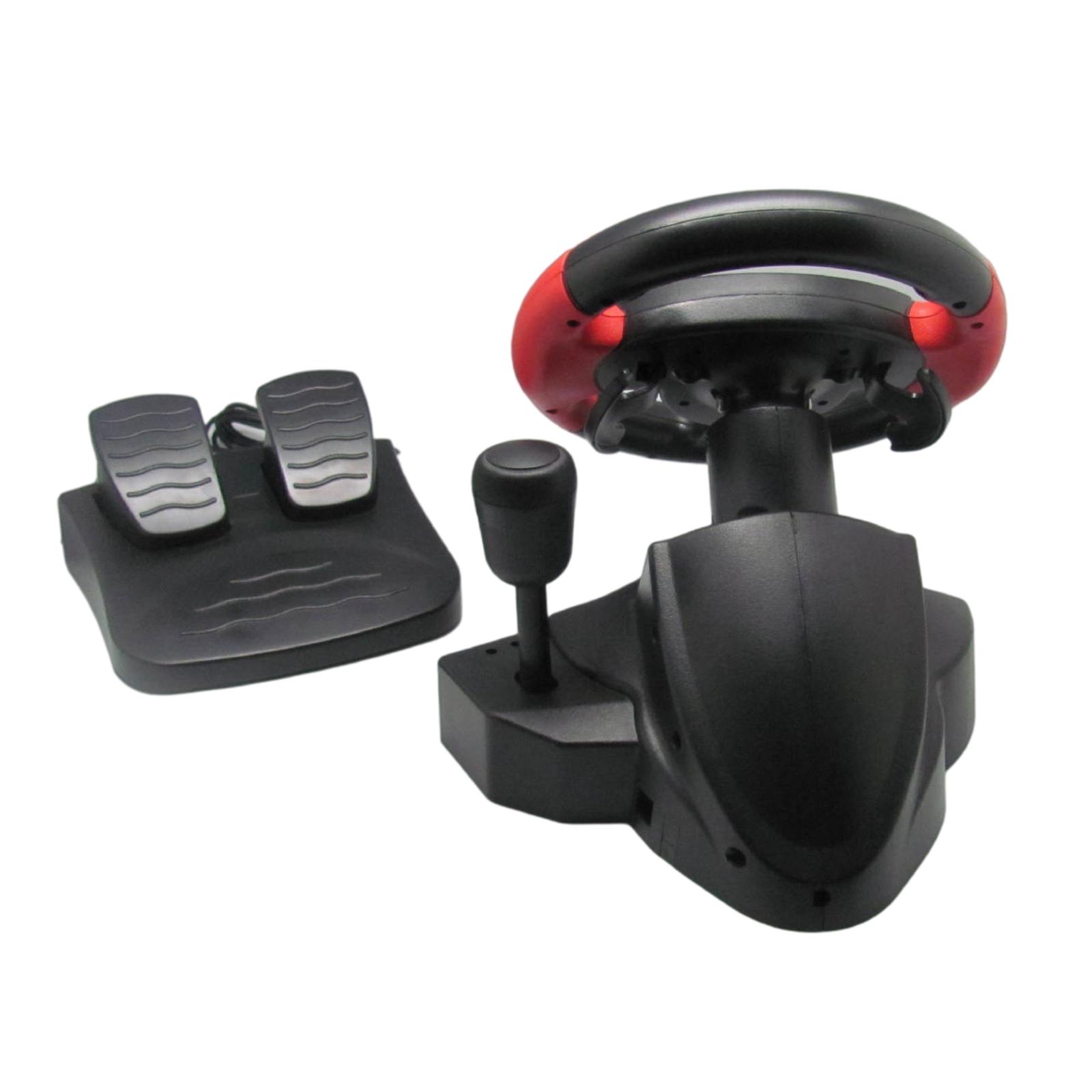 PC Racing Wheel, Simulator Vibration 200 Degree Universal Usb Car Bus Truck Race Steering Wheel with Pedals Set, for PS3, PS2