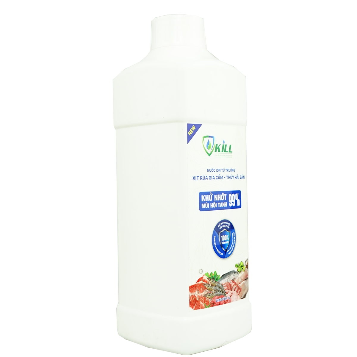 Nước ion từ trường Vkill 1000ml rửa gia cầm và thủy hải sản làm sạch nhớt cá diệt khuẩn 99,9% cam kết an toàn