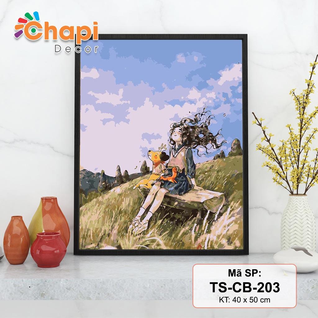 Tranh tô màu số hóa Cô Bé Tóc Xù KT 40x50cm đã căng khung, Có dầu bóng | Chapi Decor