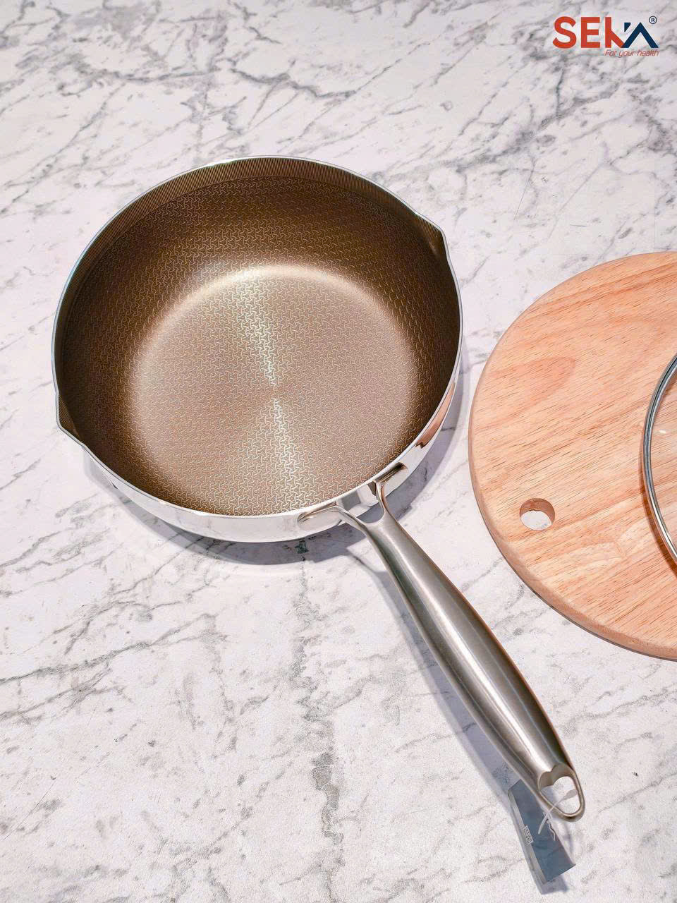 (Model New ) Chảo Sâu Lòng 7 Lớp inox316 TITANIUM SEKA 316S 22cm - 316M 24cm - 316L 26cm - Hàng Chính Hãng