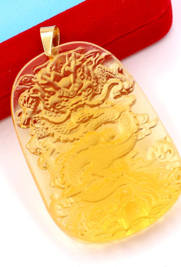 Mặt dây chuyền tượng Rồng - pha lê vàng
