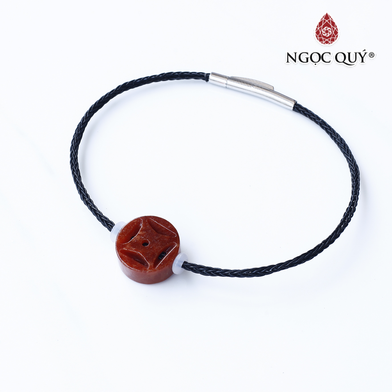 Vòng dây thép đồng tiền cẩm thạch huyết mệnh hỏa , thổ - Ngọc Quý Gemstones
