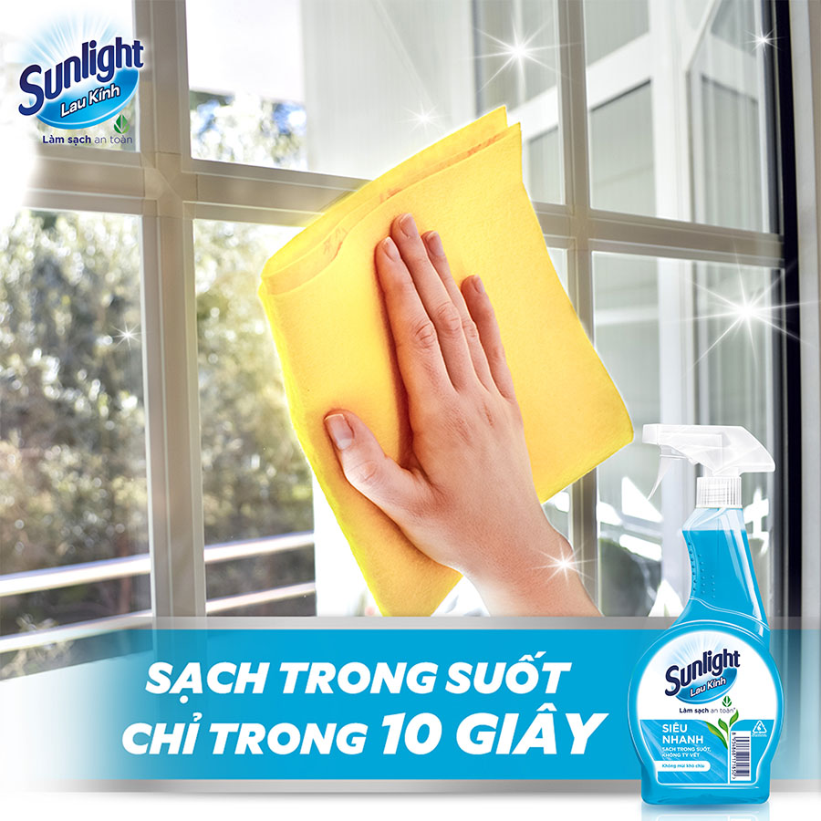 Combo 2 Nước lau kính Sunlight Siêu nhanh | Phiên bản nâng cấp từ Cif | Sạch trong suốt, không tỳ vết | Chai 520ml