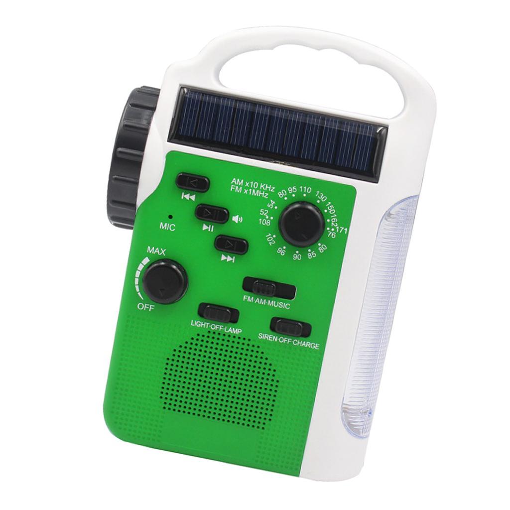 Solar Crank AM/FM NOAA Weather Radio LED Light Cellphone Charger Green
