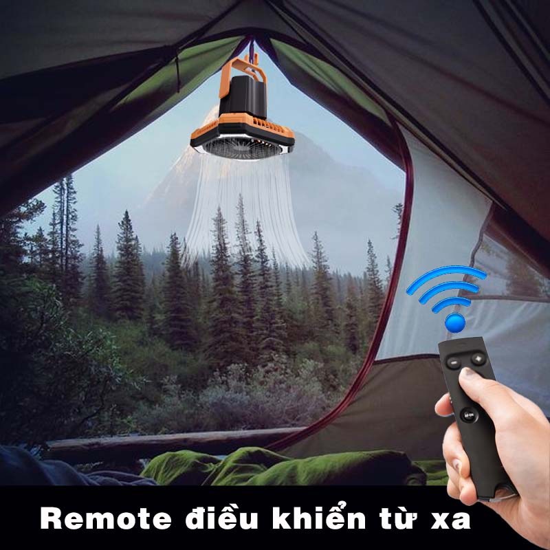 Quạt mini tích điện treo lều tích hợp sạc điện thoại gấp gọn cắm trại, camping, dã ngoại, du lịch, picnic ngoài trời pin 10.000mAh Legaxi