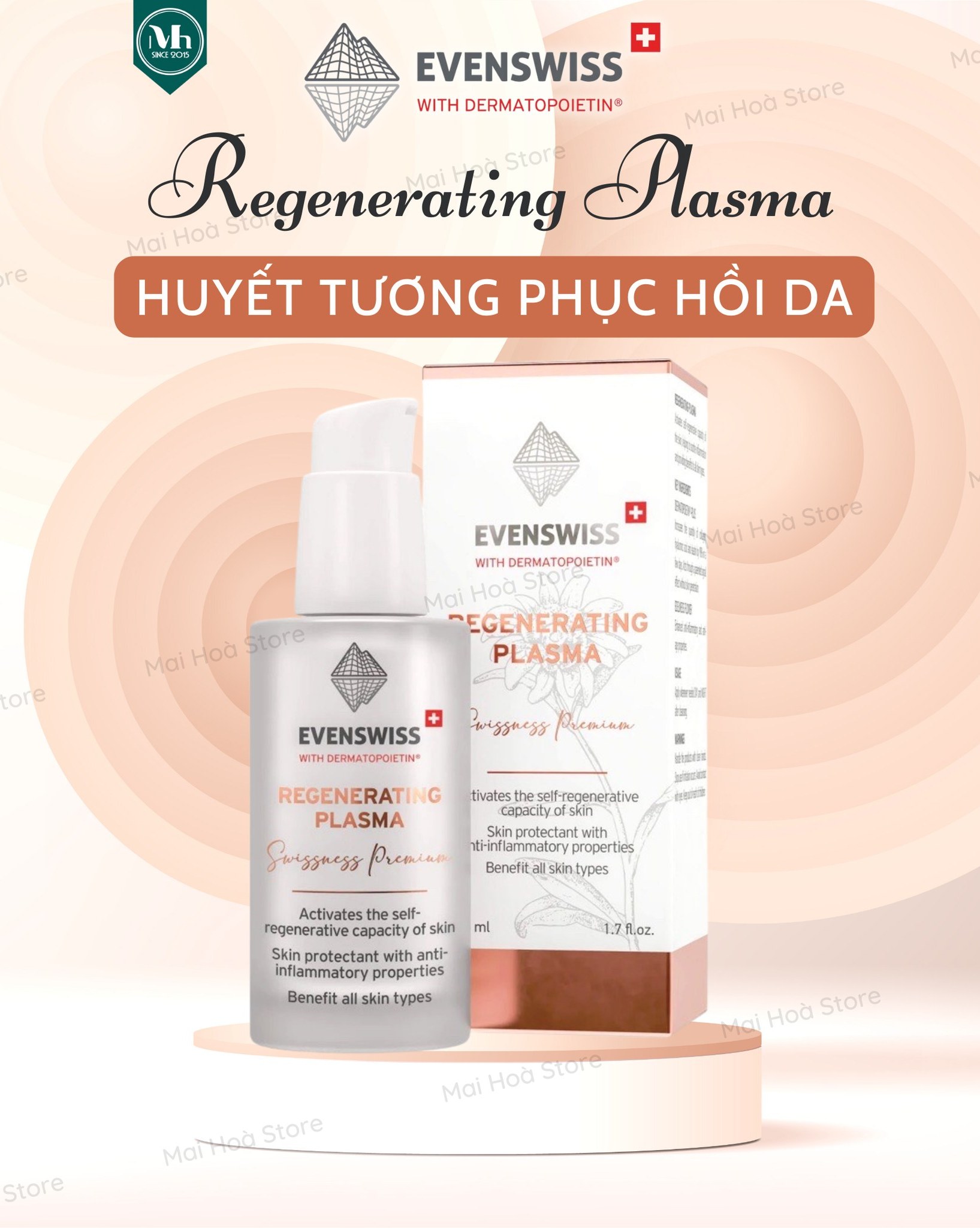 Tinh Chất Huyết Tương Evenswiss Regenerating Plasma 50ml Làm Dịu Phục Hồi Trẻ Hóa Da- Mẫu mới