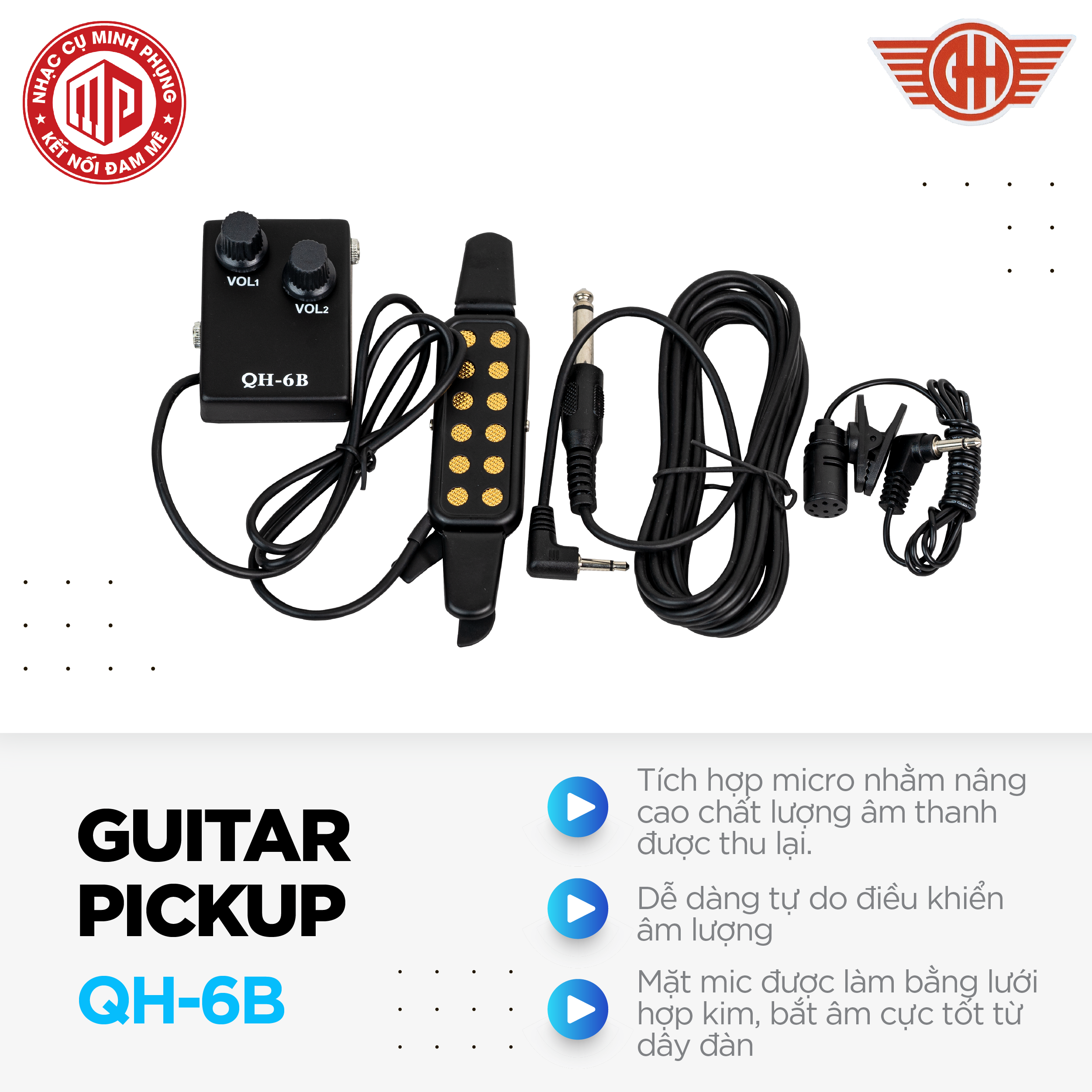 Pickup/ Pick up/ Pick-up Guitar - Kzm Kurtzman QH-6B - Dành cho tất cả loại đàn Guitar - Hàng chính hãng