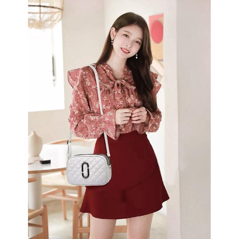 Túi đeo chéo, đeo vai nữ MiiZzu da mềm 3 ngăn ô trám Hottrend thời trang Hàn Quốc size 21cm