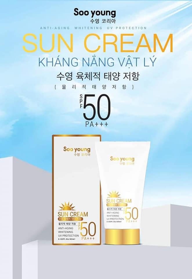 KEM CHỐNG NẮNG SUN CREAM SPS 50+ PA+++ SOO YOUNG