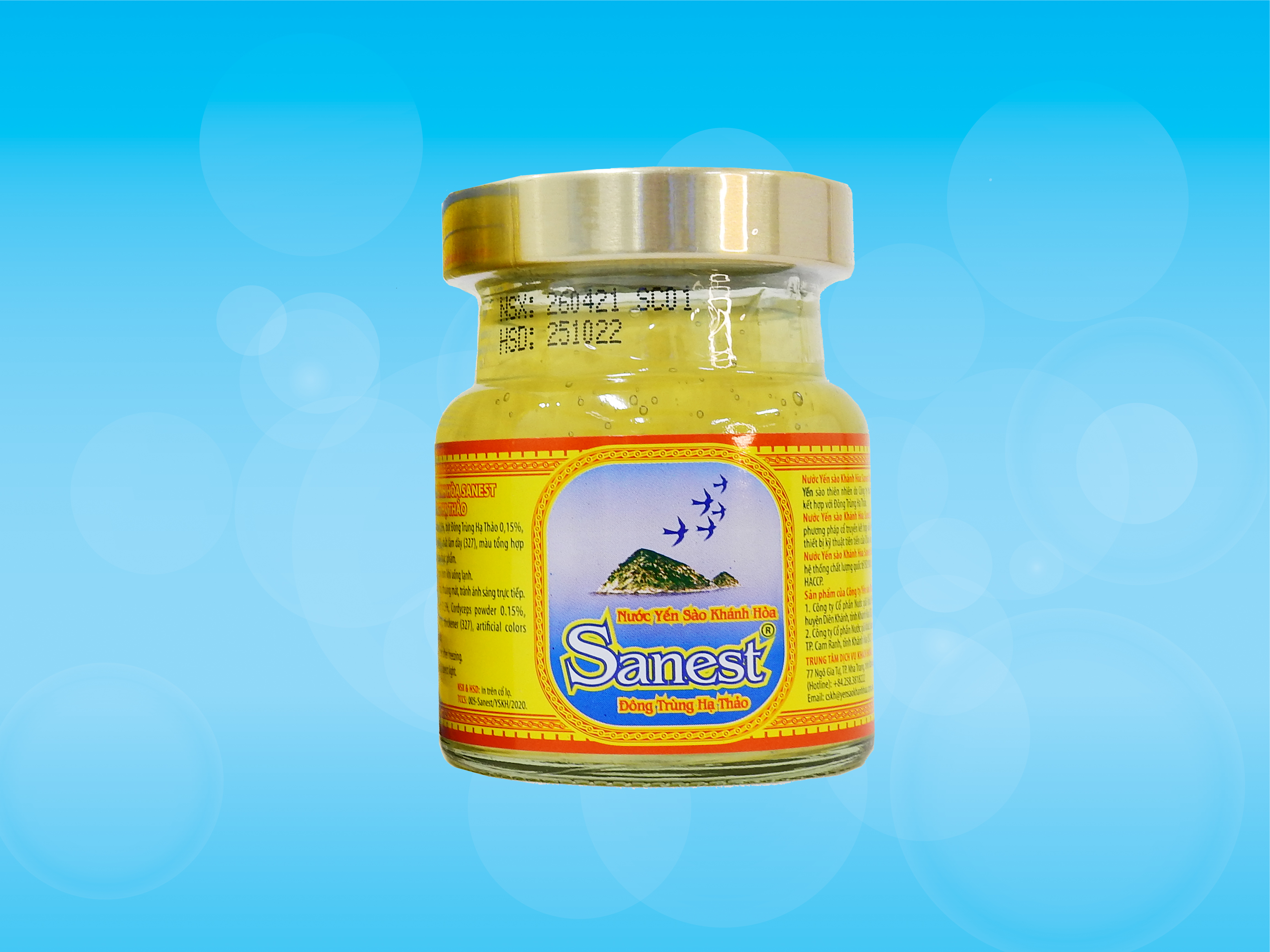 Nước Yến sào Khánh Hòa Sanest Đông trùng hạ thảo đóng lọ 70ml - 005