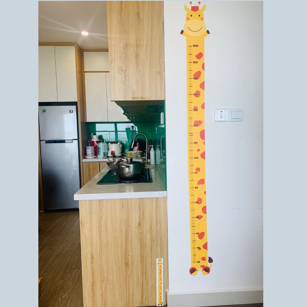 Thước đo chiều cao cho bé decal dán tường 3d hình con vật đáng yêu 1m7 Shop Bố Su