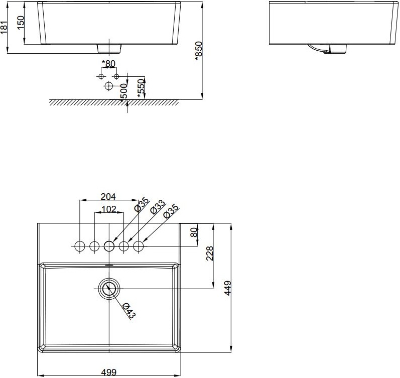 Chậu rửa lavabo đặt bàn Square American Standard WP-F613