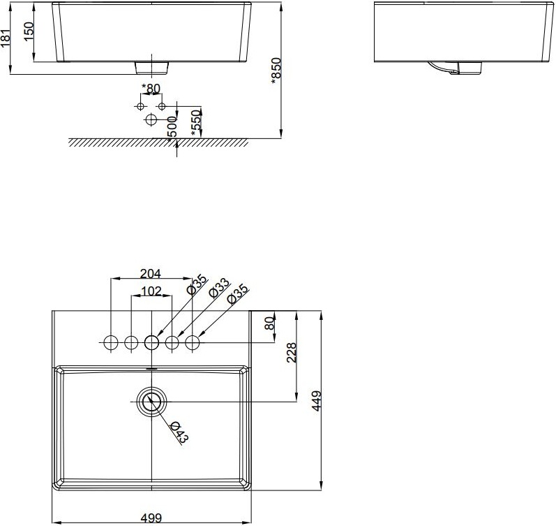 Chậu rửa lavabo đặt bàn Square  American Standard WP-F613 