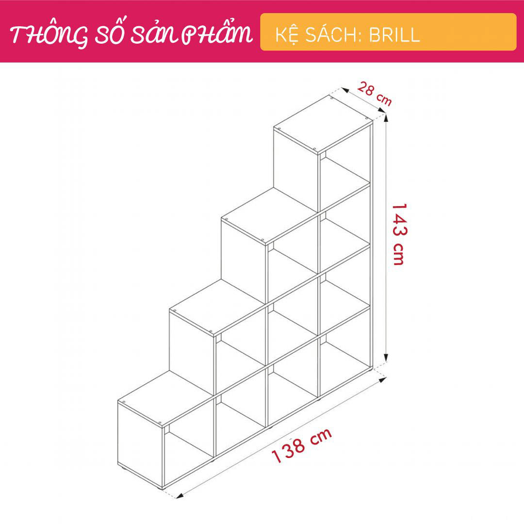 Tủ để sách gỗ công nghiệp nhỏ gọn SMLIFE Brill