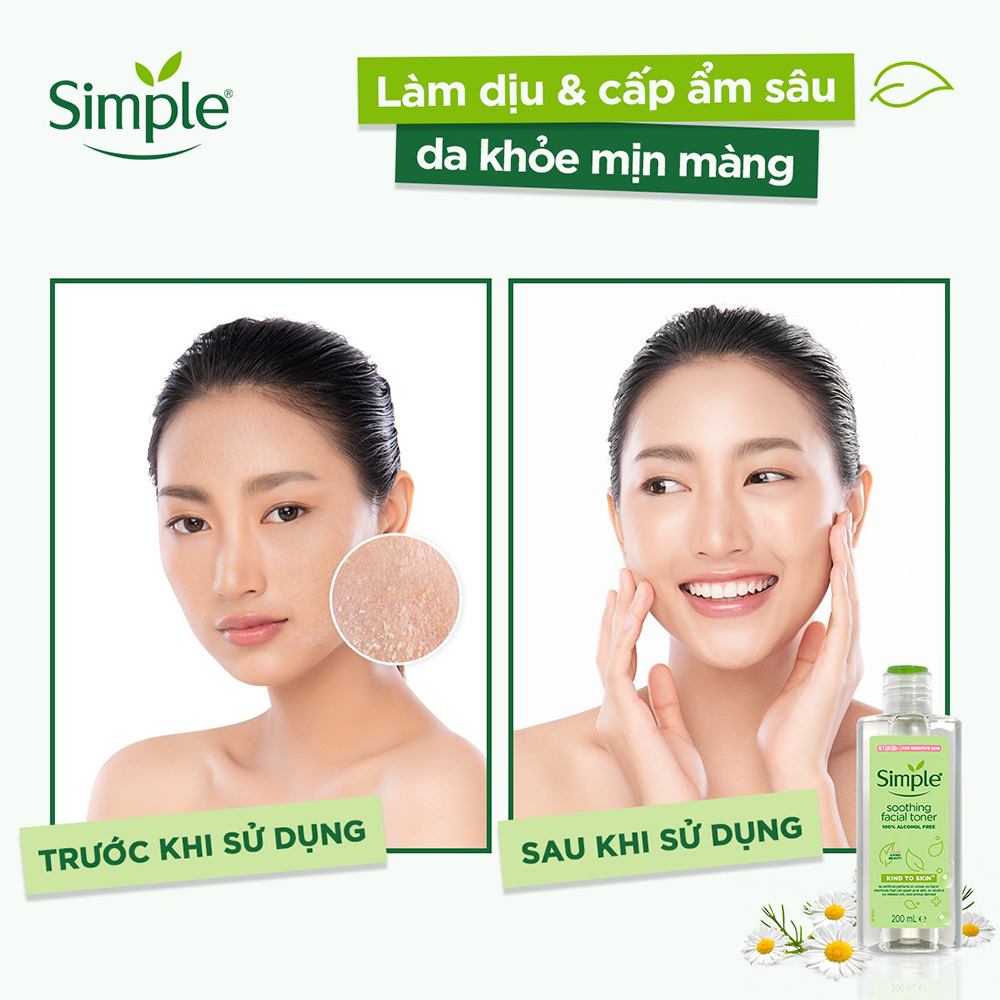 Nước Cân Bằng Simple Soothing Facial Toner Không Chứa Cồn Giúp Làm Dịu Da 200ml