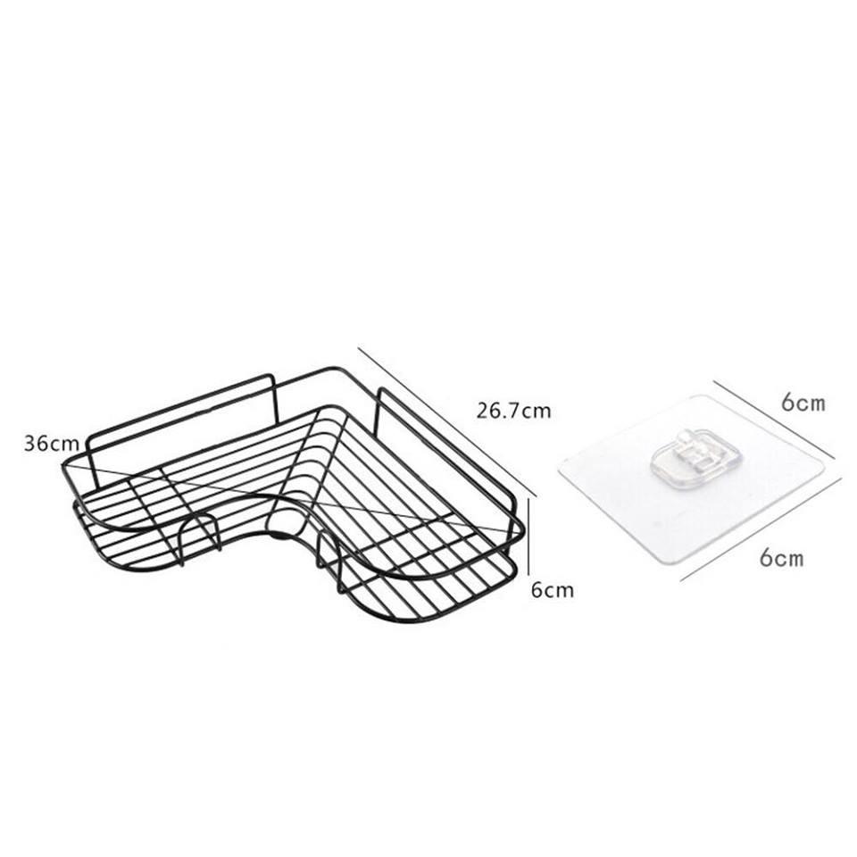 Kệ Góc Dán Tường Nhà Tắm Chịu Lực Tốt - Giá Đỡ Khung Sắt Treo Dán Góc Tường Siêu Chắc Có Miếng Dán