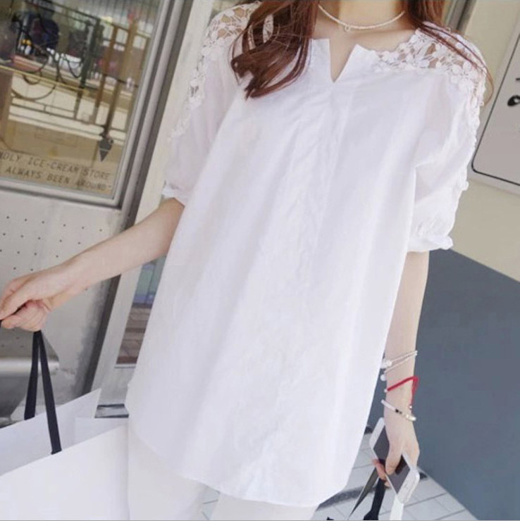 Áo Sơ Mi Kiểu Nữ Phối Ren Vai Tay Lỡ ASM300