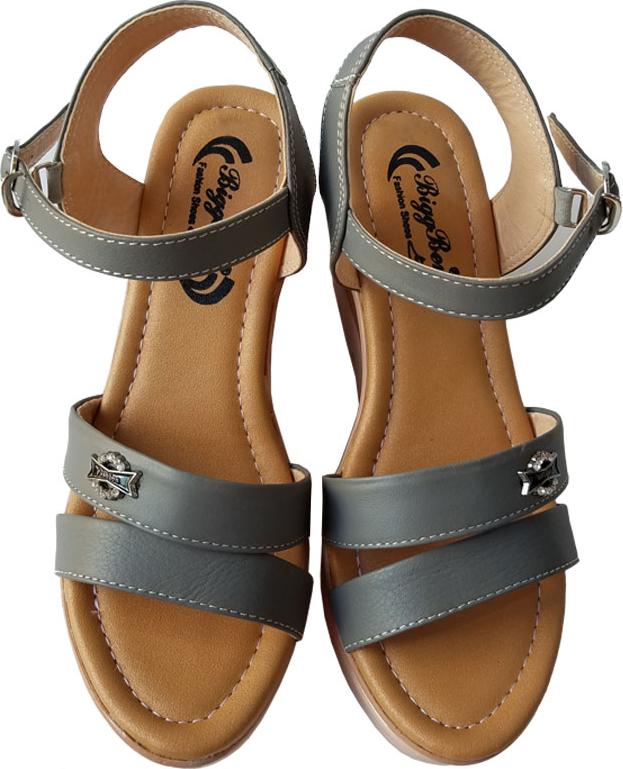 Giày Sandal Nữ Đế Xuồng BIGGBEN Da Bò Thật SDX15