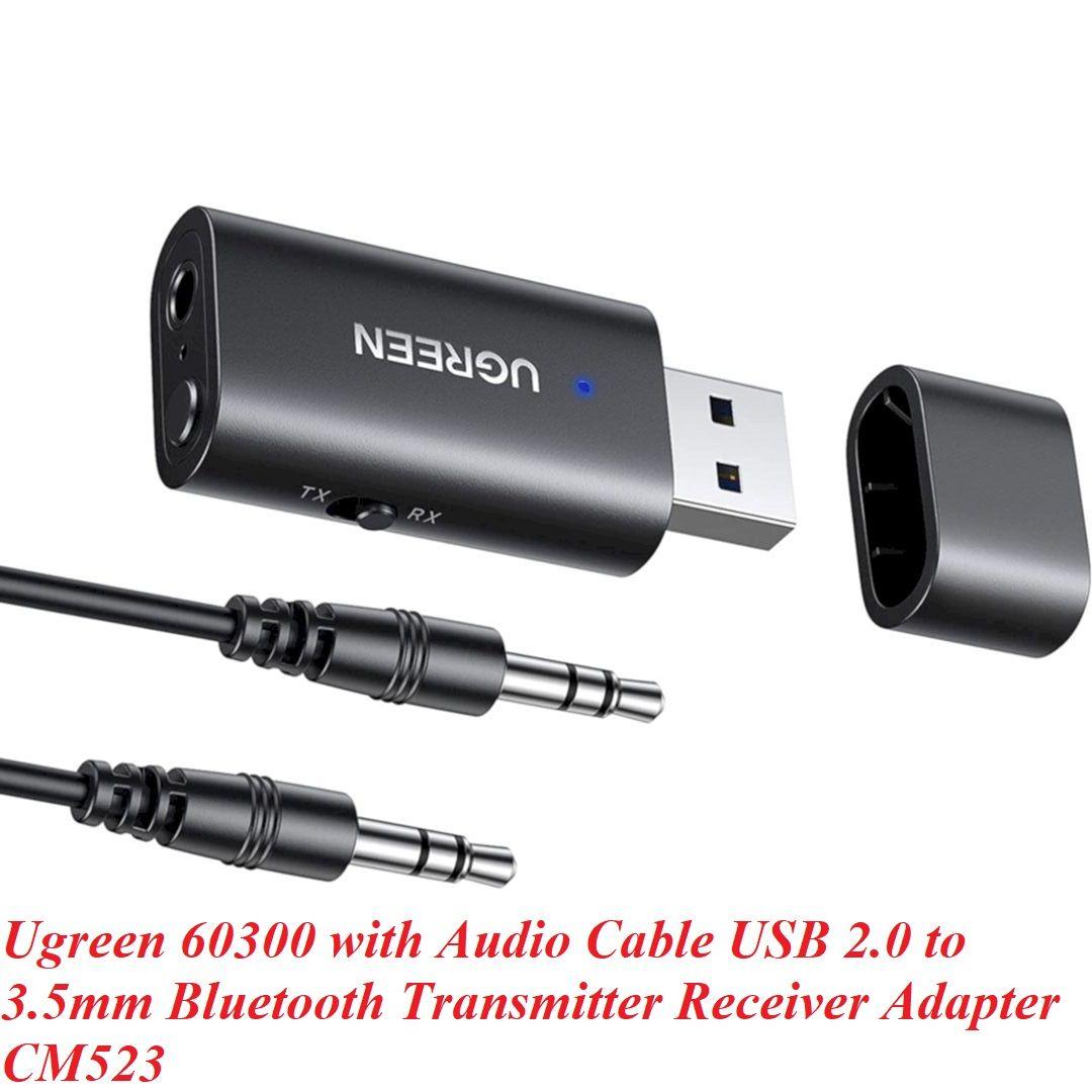Ugreen UG60300CM523TK v5.1 Màu Đen Bộ Thu - Phát Transmitter - Receiver 2 in 1 Bluetooth không dây USB tích hợp Micrô 3.5mm - HÀNG CHÍNH HÃNG