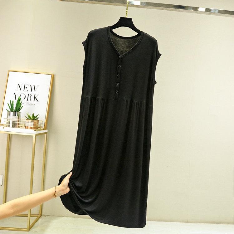 Váy đầm thun mặc ngủ ở nhà ngắn tay vải Modal mềm mại thoáng mát dáng suông mã VAV0433