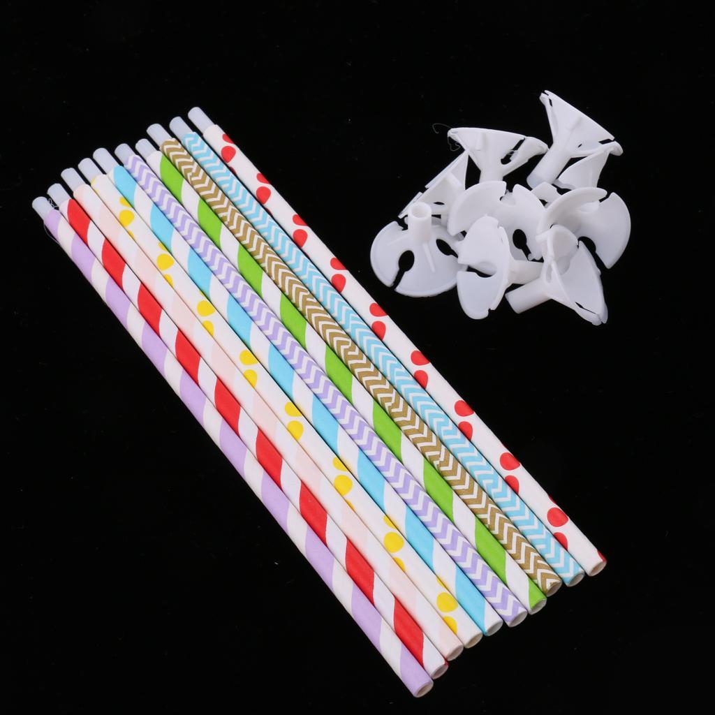 10 Pieces Colorful Balloon Sticks Holders with Cups for Wedding Party Decor