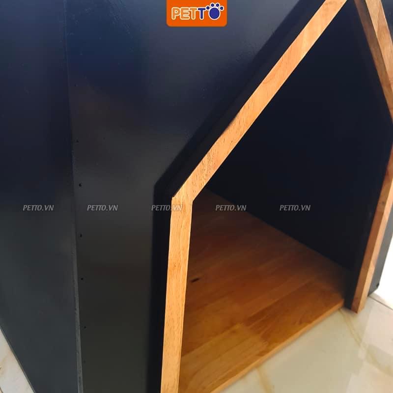 Nhà cho chó PETTO nhà chó bằng gỗ HÌNH HỘP kín đáo  siêu xinh màu đen huyền bí nhiều size dễ lựa chọn DH003