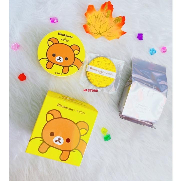 Bộ Phấn Nền Cushion Gấu Vàng Rilakkuma A PIEU COLLAGEN BB (Tặng Thêm Cushion + Bông Dặm)️