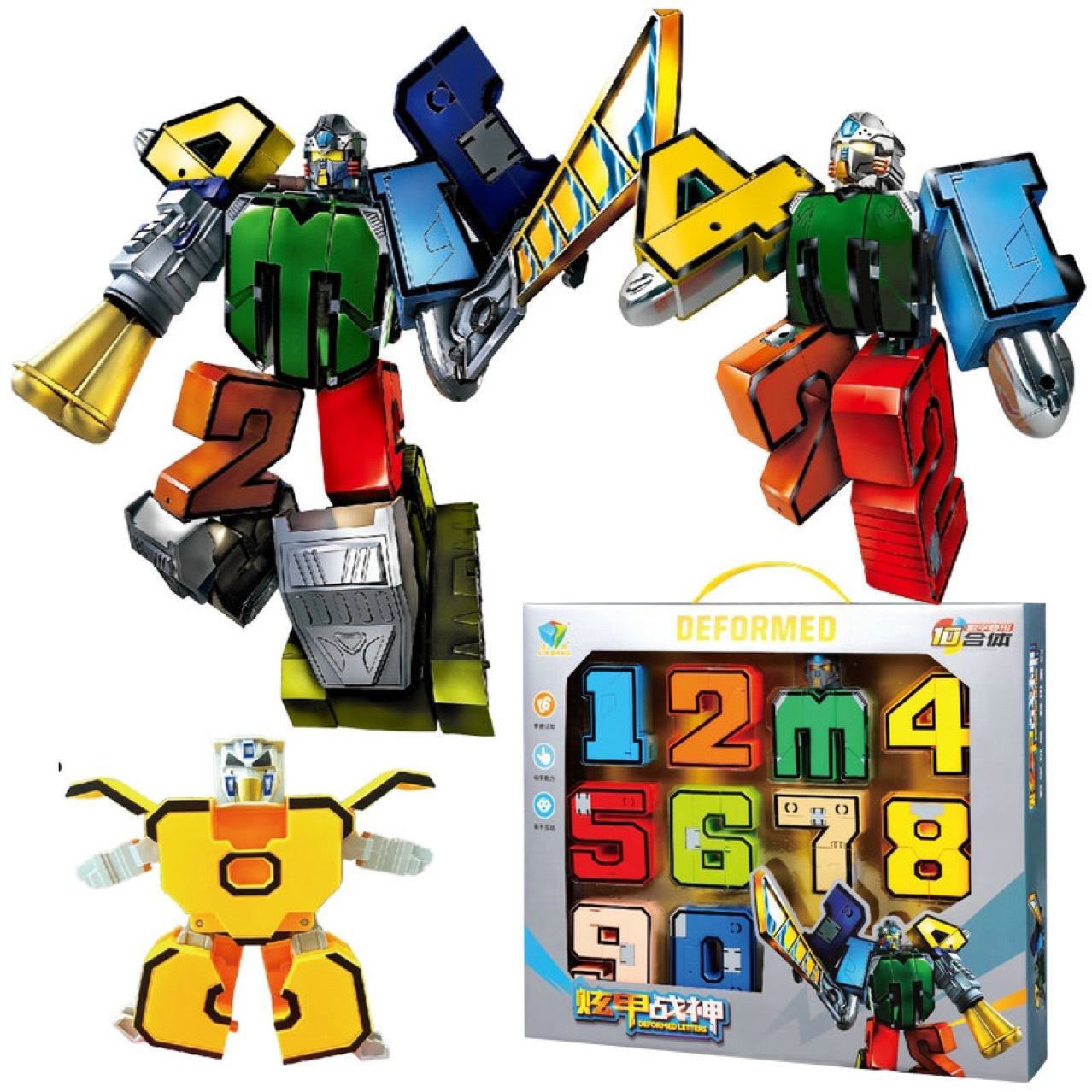Robot biến hình đồ chơi lắp ráp từ số 0 - 9 ghép thành mô hình siêu nhân anh hùng cho bé, quà tặng sinh nhật trẻ em