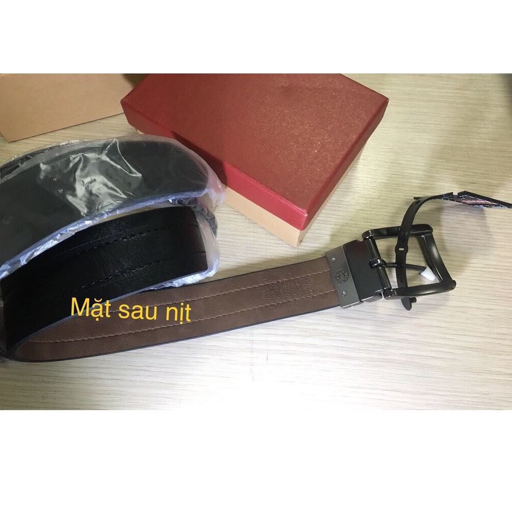 Dây nịt nam, thắt lưng nam đơn giản sang trọng mặt nịt xoay sử dụng 2 màu nịt
