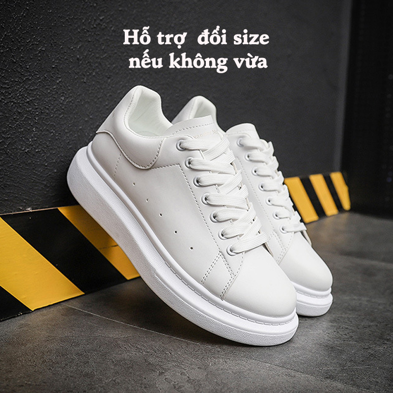 Hình ảnh Giày thể thao sneaker nam màu trắng bằng da không tróc thương hiệu ZAVAS - S387 - Hàng chính hãng